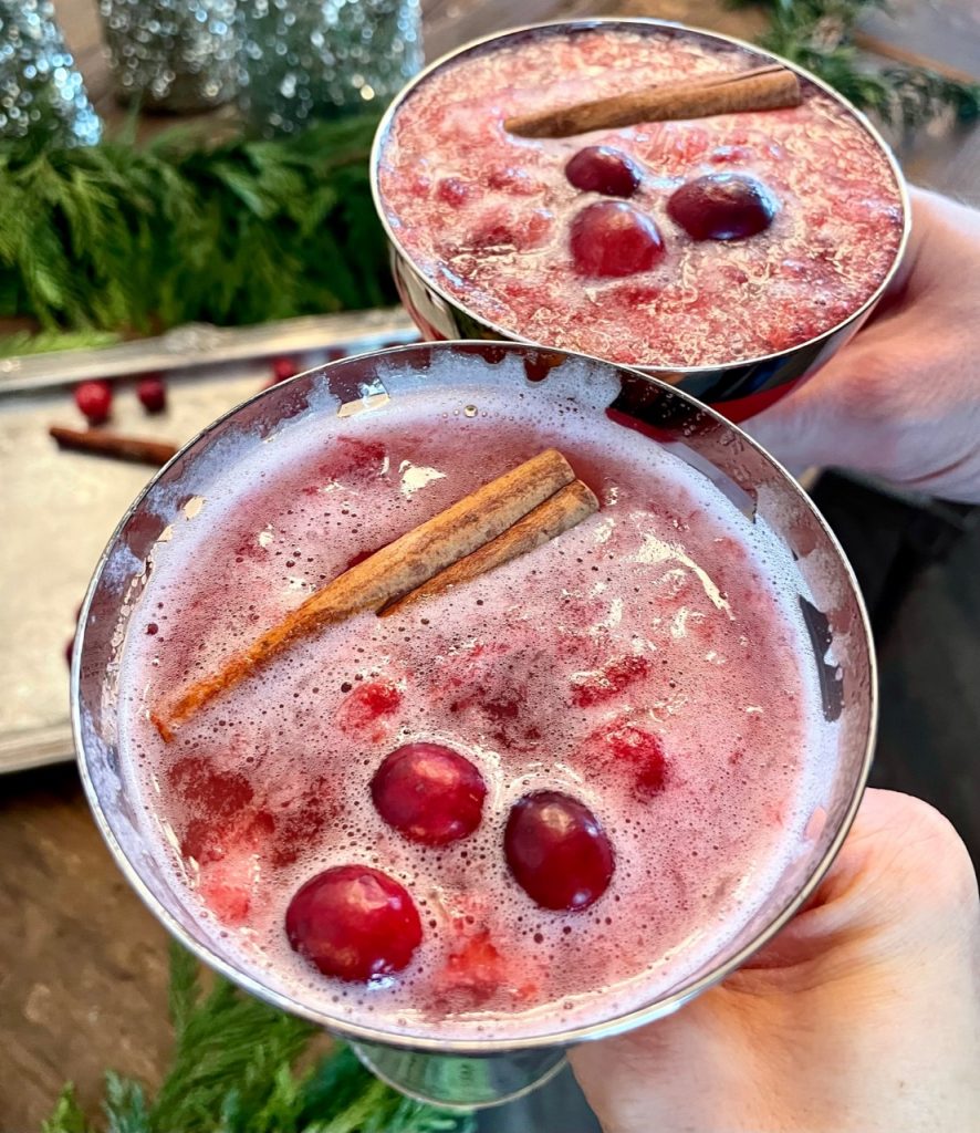 Cranberry Spiced Spritzer. A Thanksgiving Holiday Non Alcoholic Mocktail or Cocktail Recipe