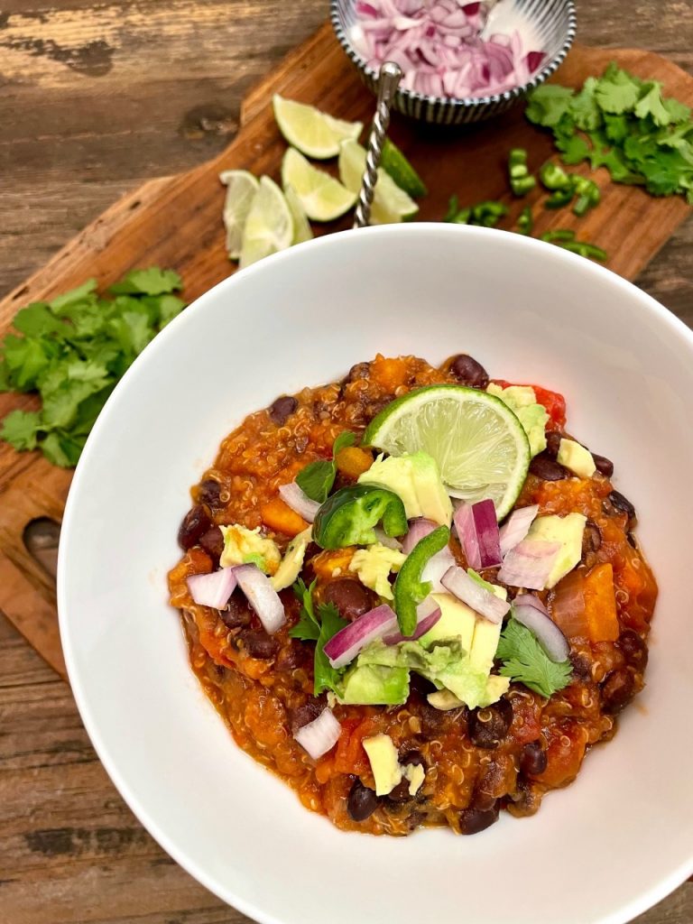 healthy southwest sweet potato quinoa chili recipe