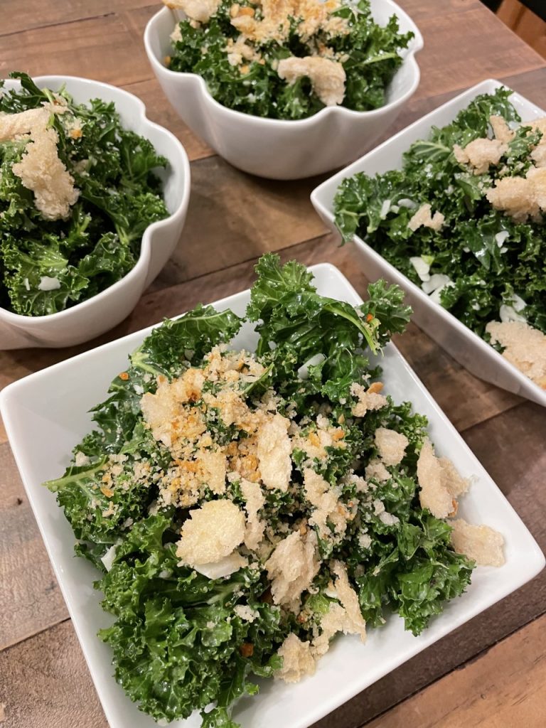 My Girlfriend's Kale Salad- Kale with Garlic Lemon Dressing and toasted breadcrumbs